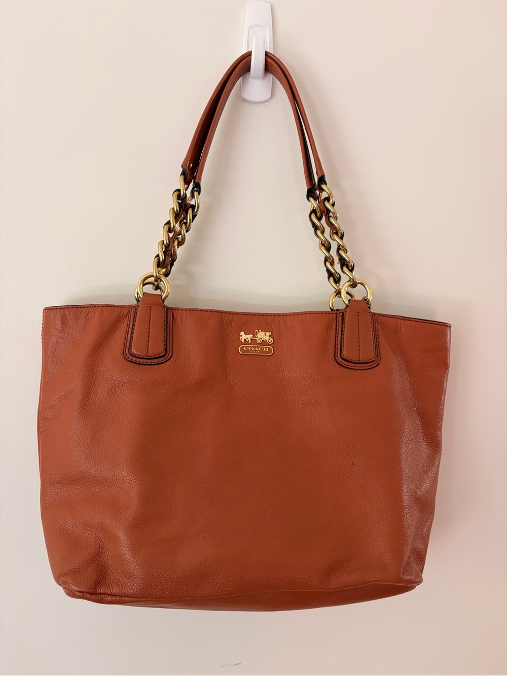 Coach Leather Tote in Saddle